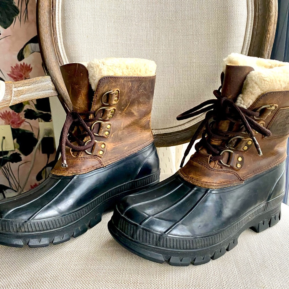 Polo Ralph Lauren Landen Men's Shearling Duck Boots 8D Tan/Black (Womens sz 10)